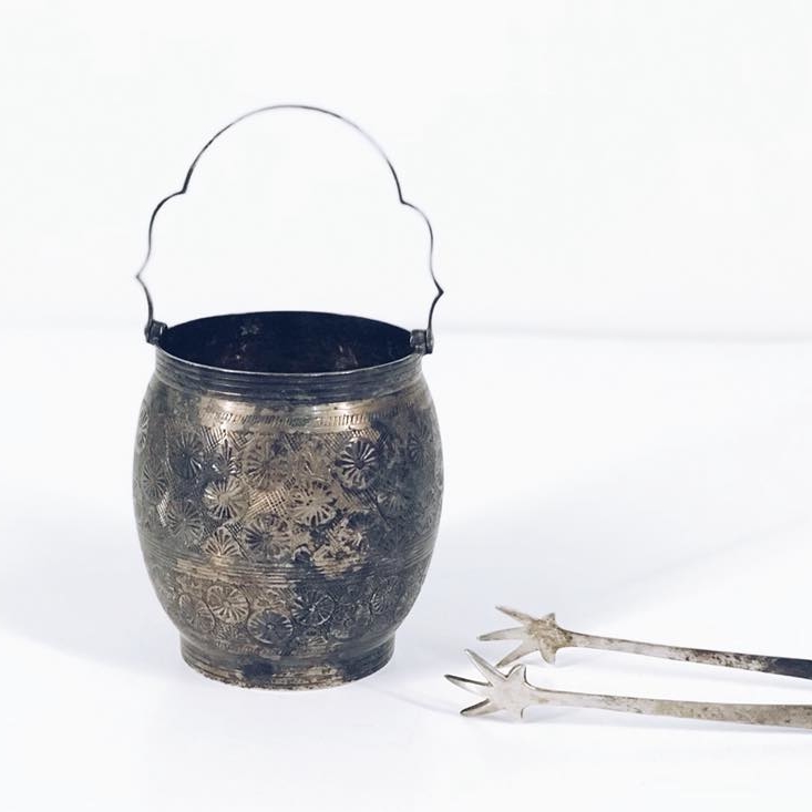 Відерце для льоду з щипцями сріблення вінтаж BB-006