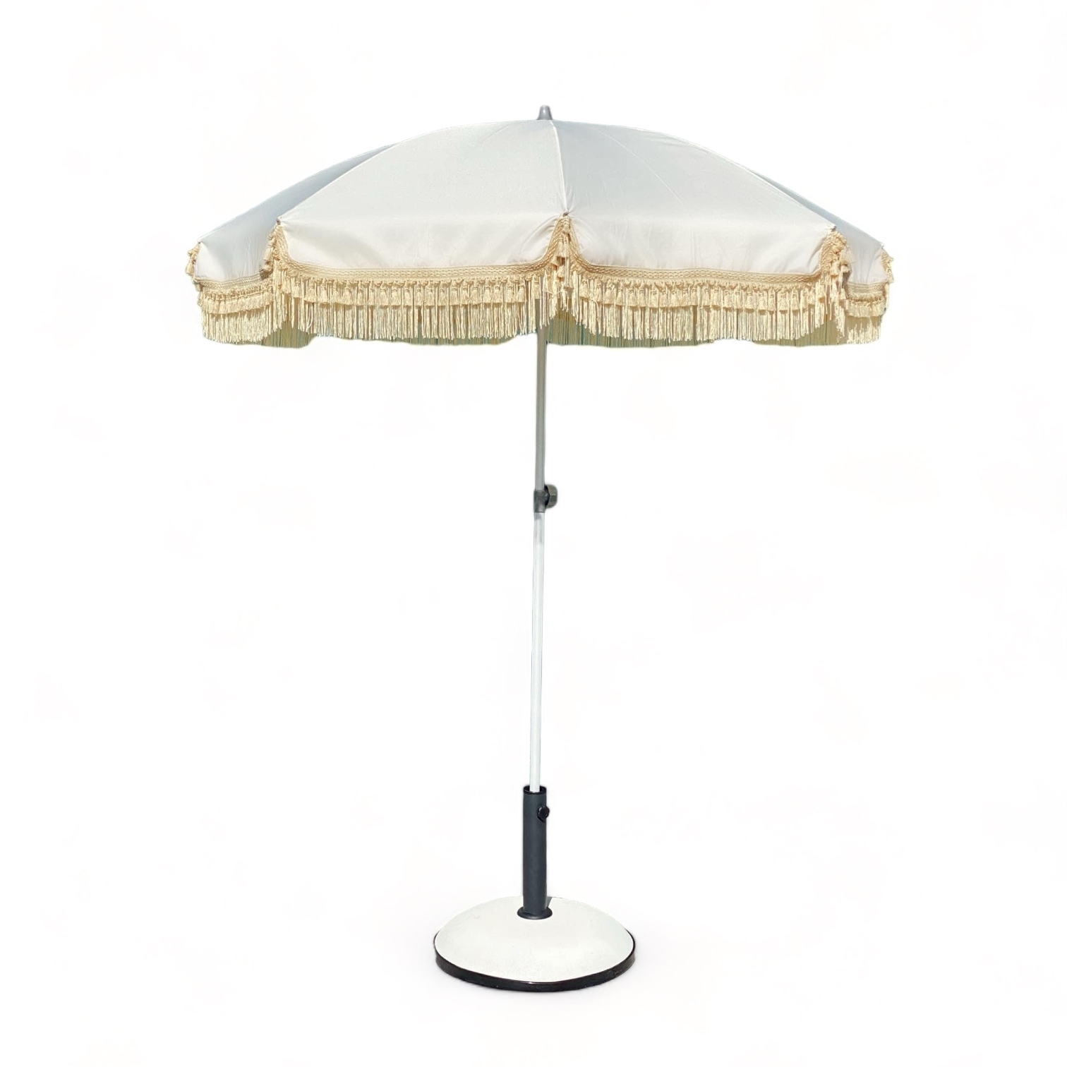 Парасоль від сонця ваніль у ретро стилі з китицями зі змінним кутом нахилу