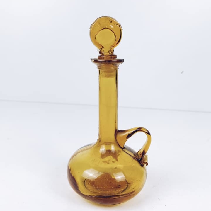 Графин з ручкою художнє скло жовтий KF-033