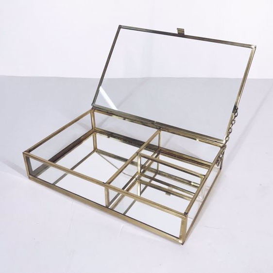 Шкатулка-флораріум велика на декілька відділень скло/метал/дзеркало BX-006