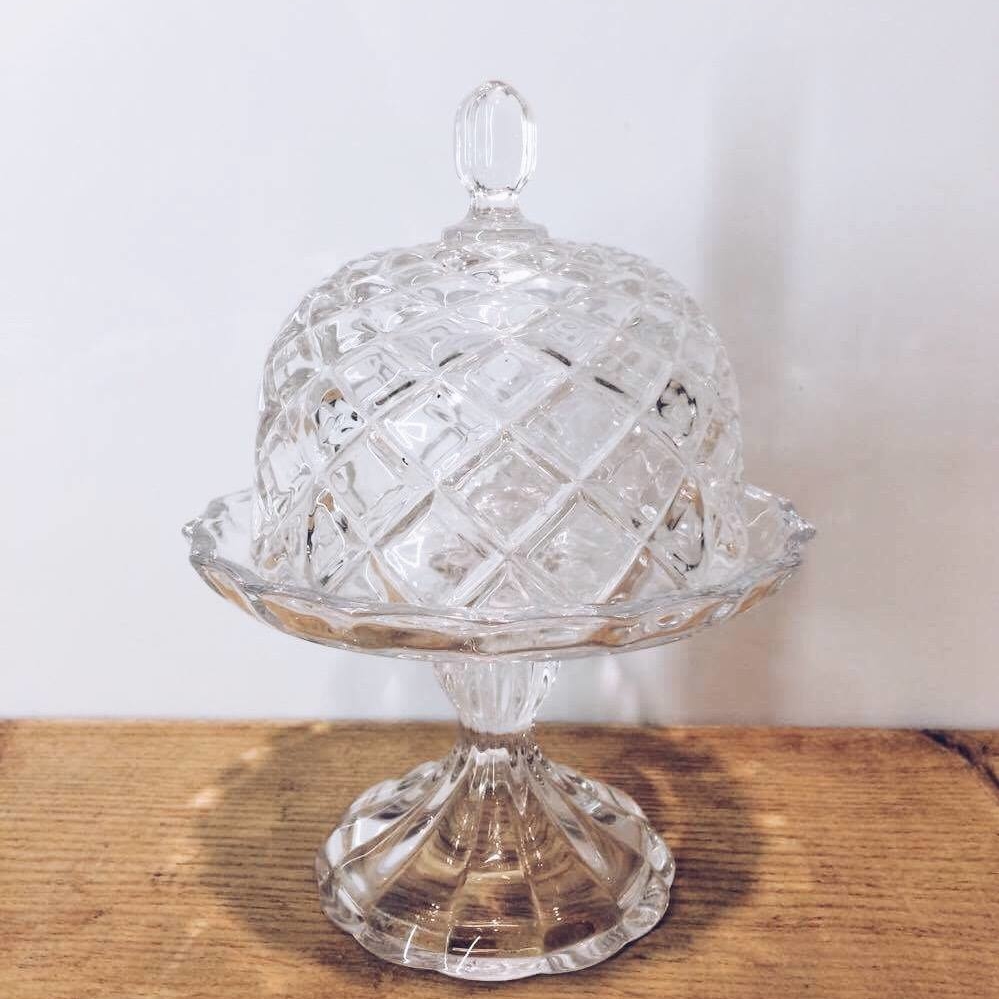 Ваза на ніжці з кришкою для цукерок кришталь вінтаж FP-021