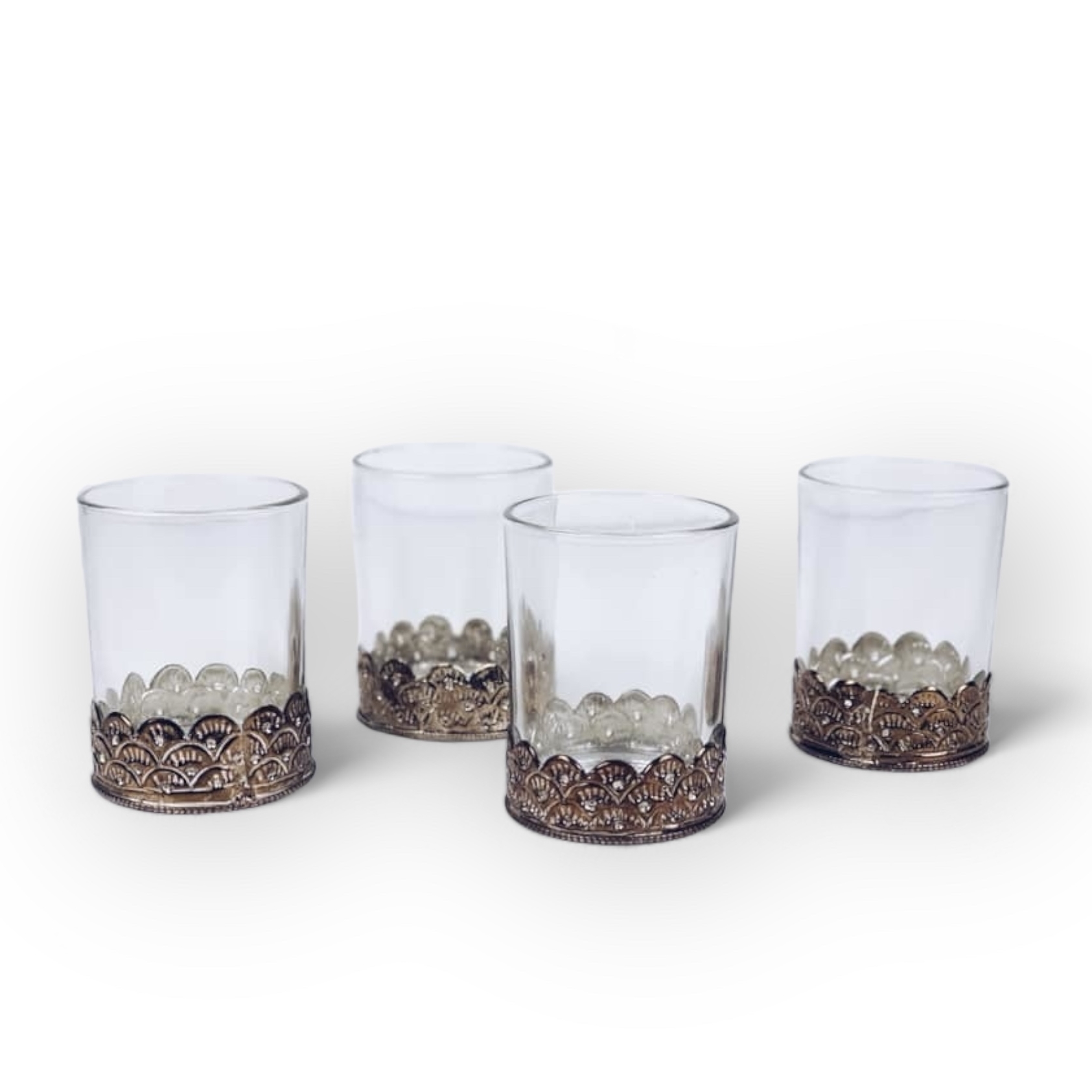 Підсвічник-склянка з декором скло/метал CS-037