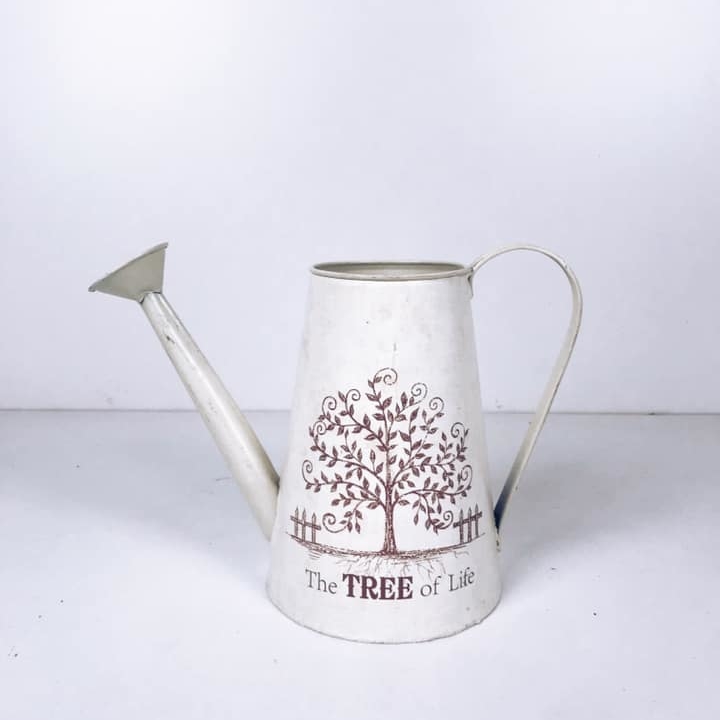 Лійка садова мала біла з малюнком метал