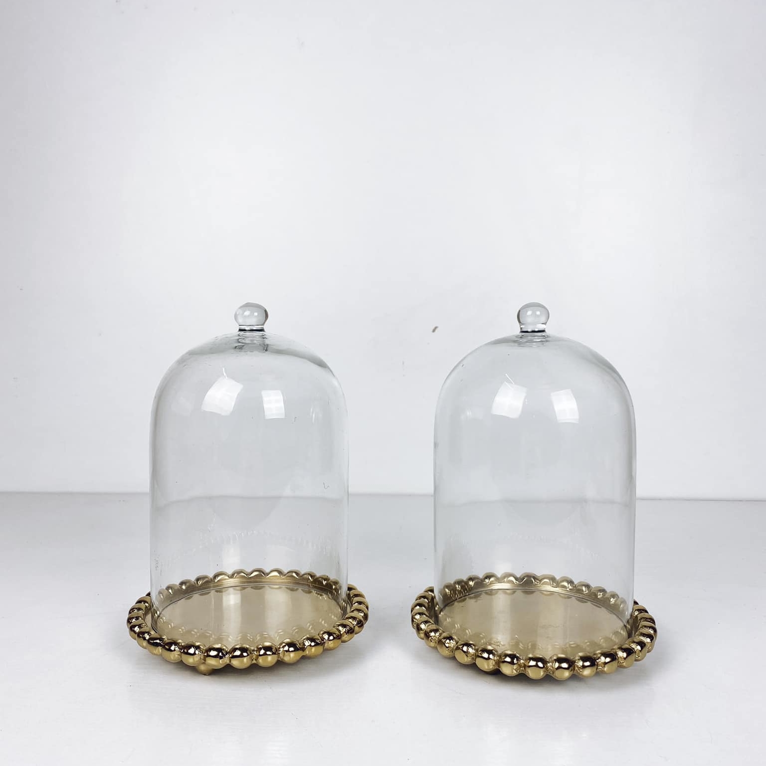 Ковпак скляний з підставкою метал золото FP-023