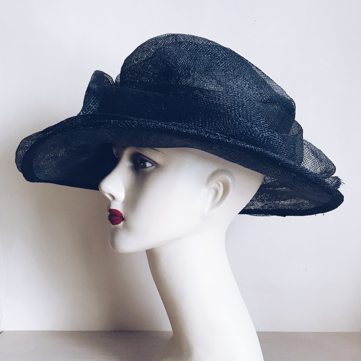 Капелюшок широкополий чорний вінтаж HT-001