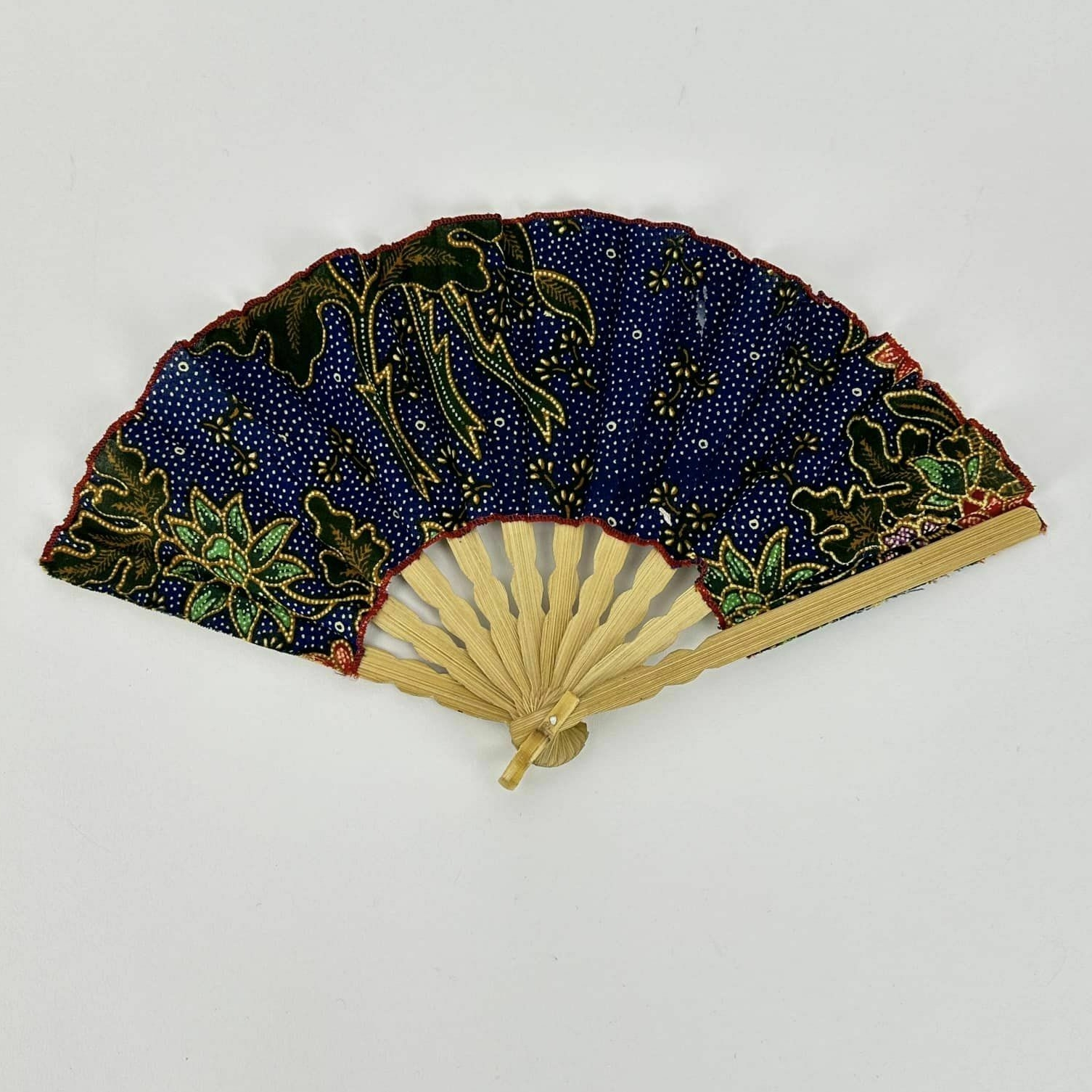 Віяло азіатське візерунки тканина/бамбук