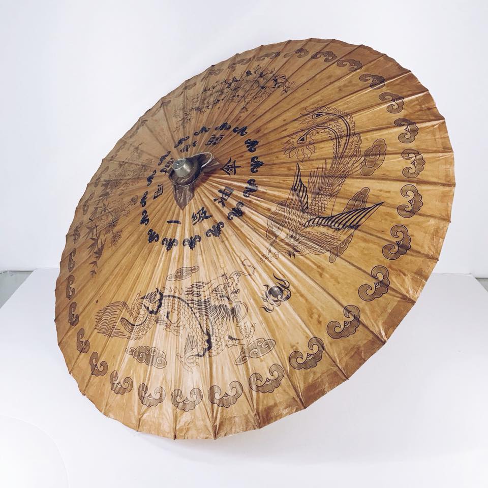 Парасоль китай вінтаж бамбук/папір великий 1