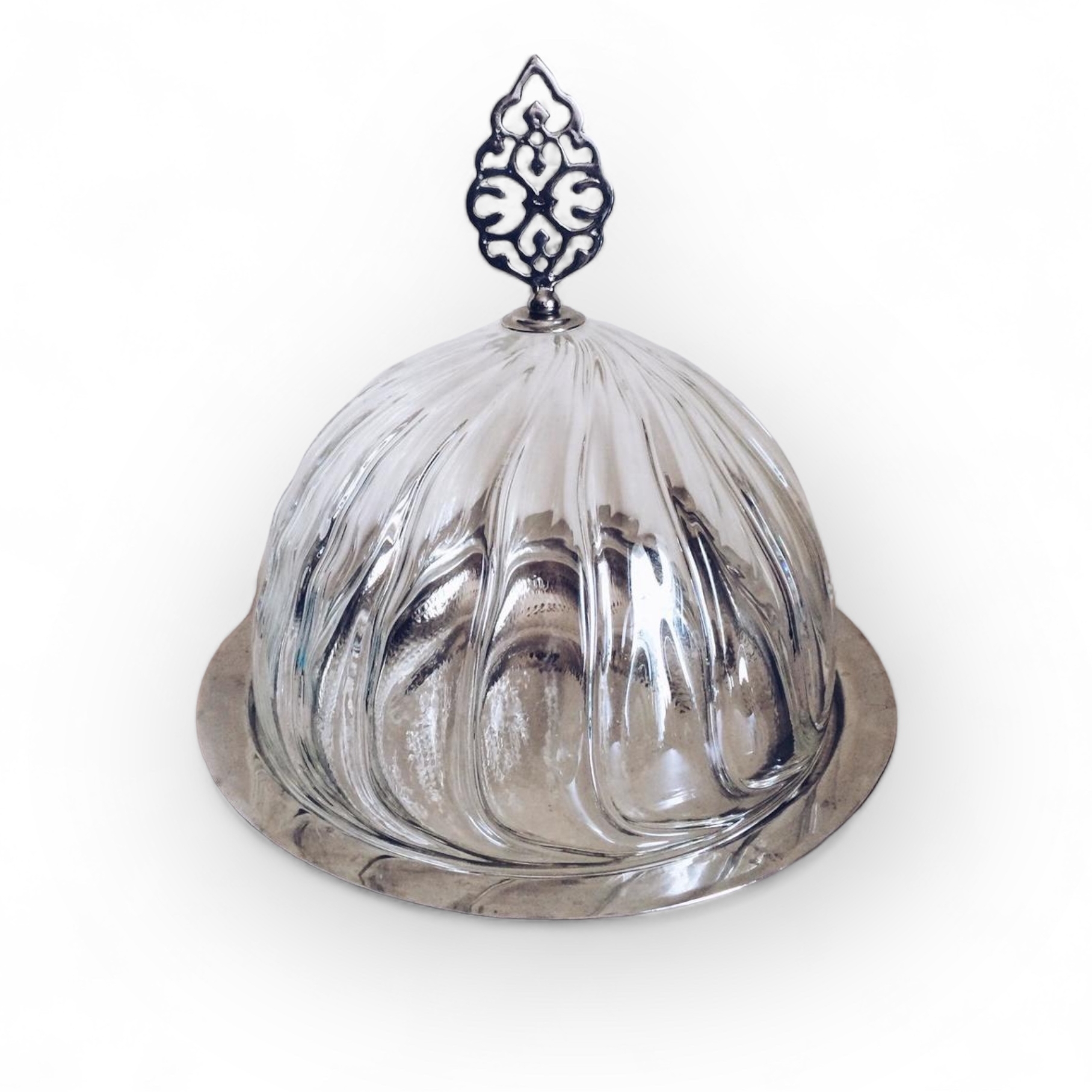 Блюдо з ковпаком східне метал/скло PS-101