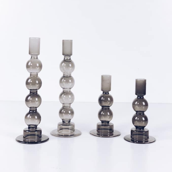 Підсвічник чорно-сіре скло CA-121