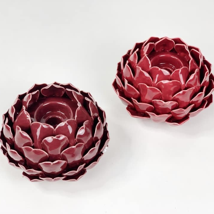 Підсвічник Артишок кераміка бордо CA-113