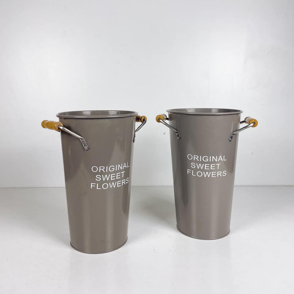 Відро з ручками декоративне для квітів беж