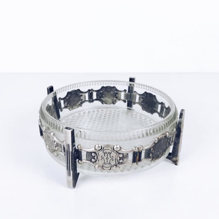 Попільничка скло/метал на ніжках вінтаж