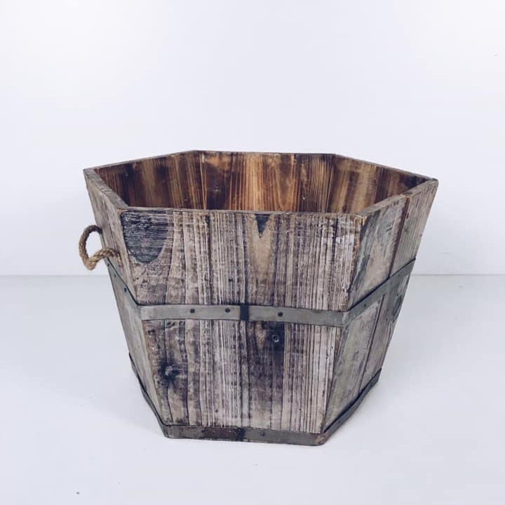 Кашпо 6-гранне велике дерево/метал