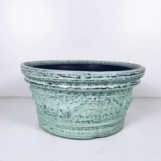 Кашпо-вазон велике чорно-зелений рельєфний