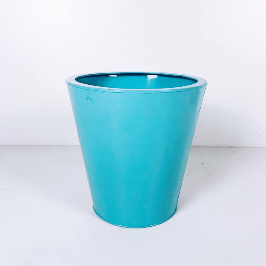 Відро-кашпо велике яскрово-блакитне метал