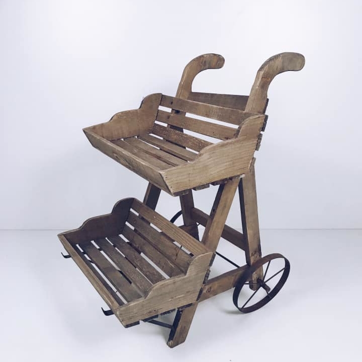 Візок-кашпо для квітів 2-ярусне дерево