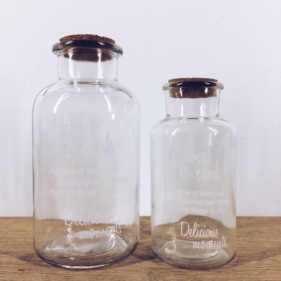 Пляшка з текстовим декором скло/коркова пробка AA-007