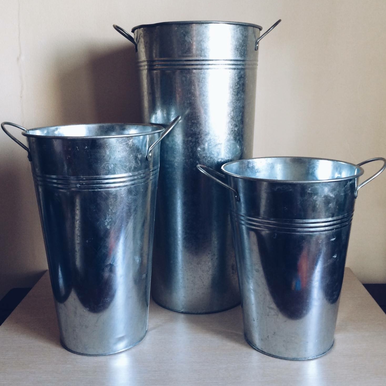 Відро з ручками декоративне для квітів оцинкований метал