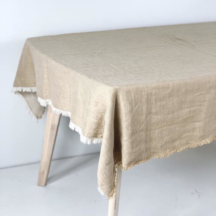 Скатертина беж льон TT-044