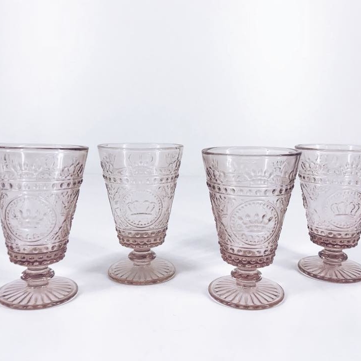 Бокал на ніжці Корона рожеве рельєфне скло GS-035