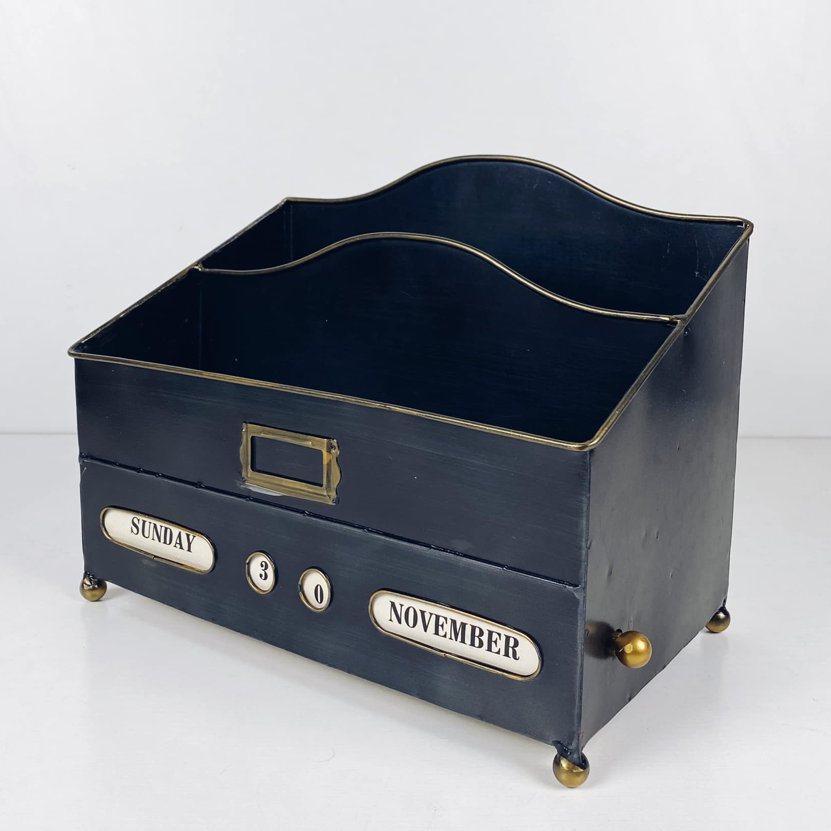 Органайзер для документів у вінтажному стилі з календарем чорний метал