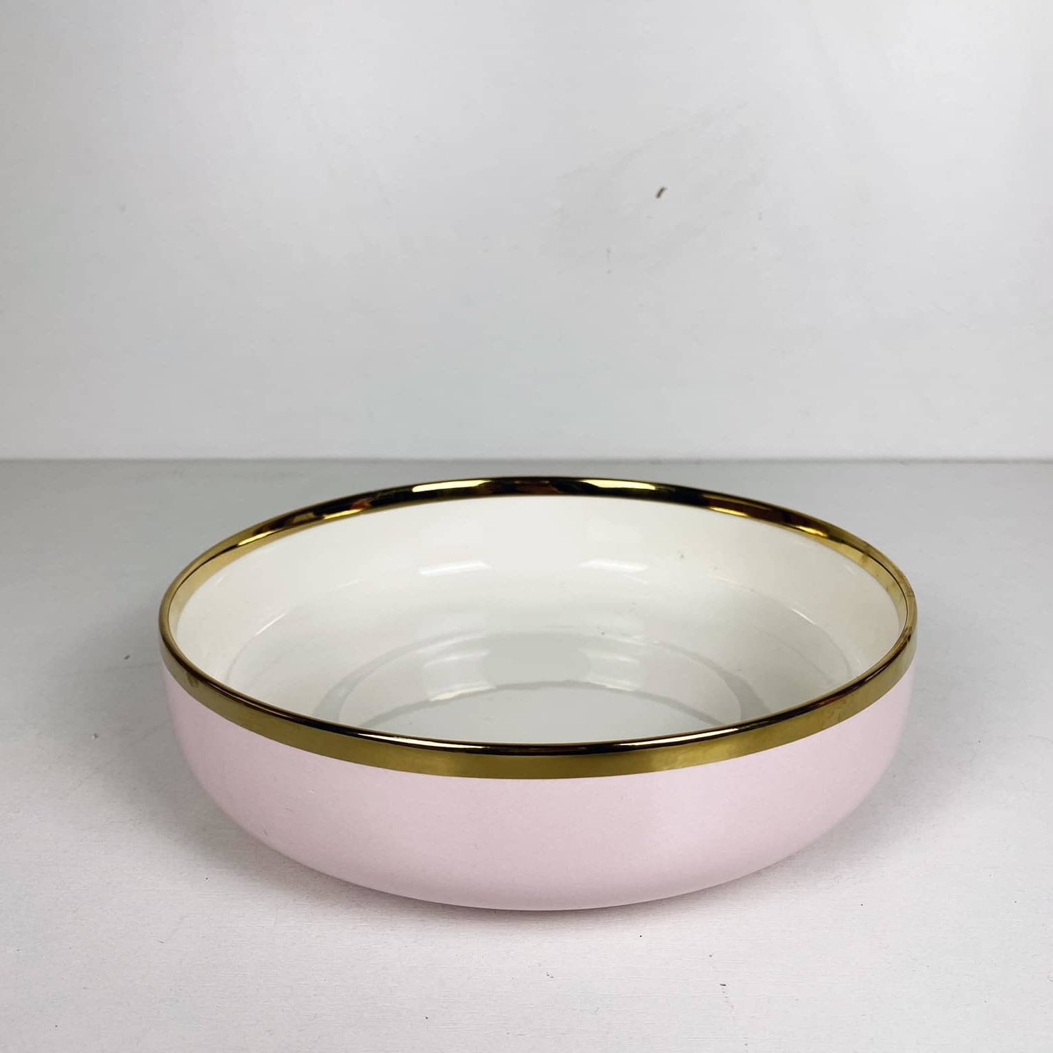 Блюдо-миска велика рожевий/білий/золото кераміка PS-105