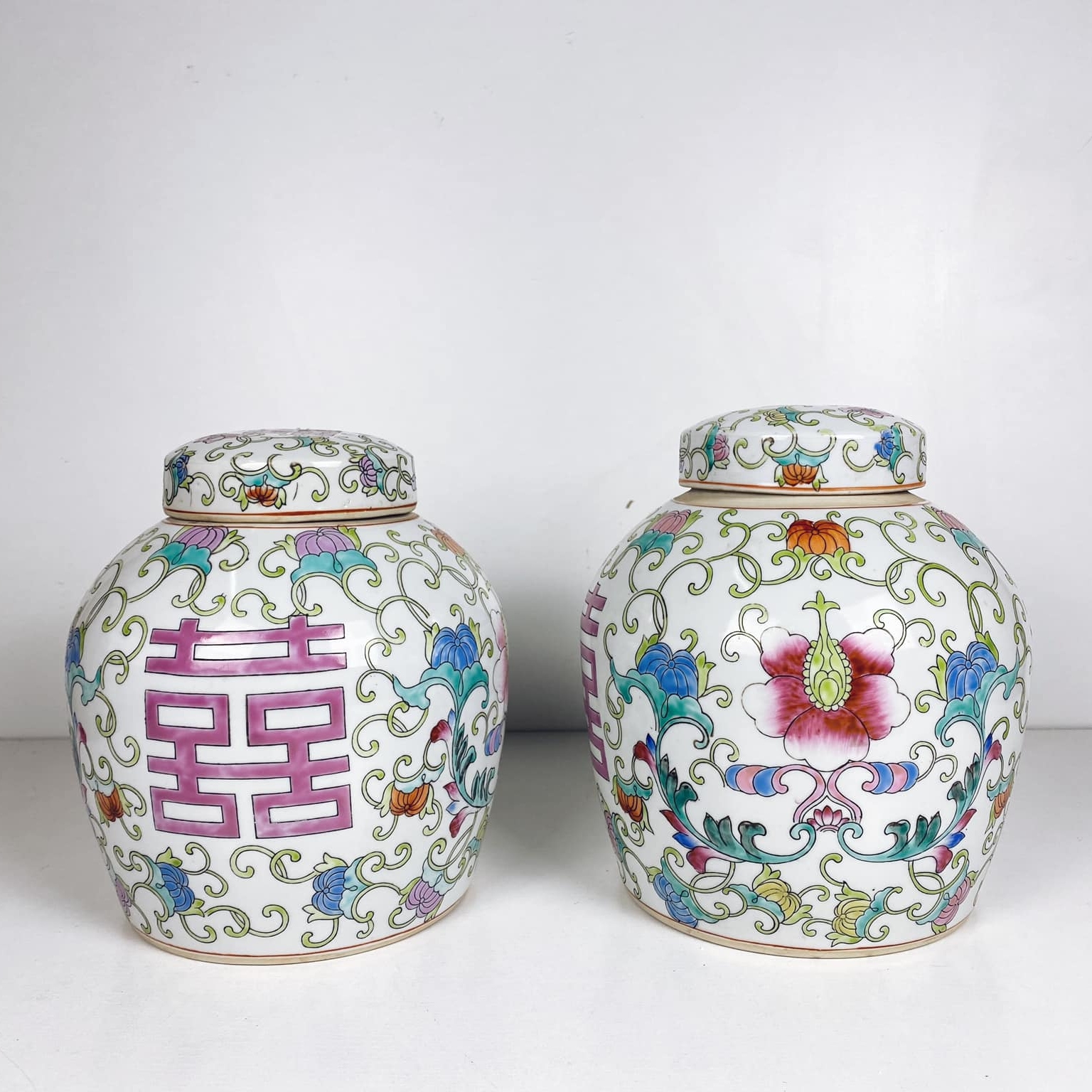 Ваза-банка китай кольоровий розпис порцеляна вінтаж VA-394