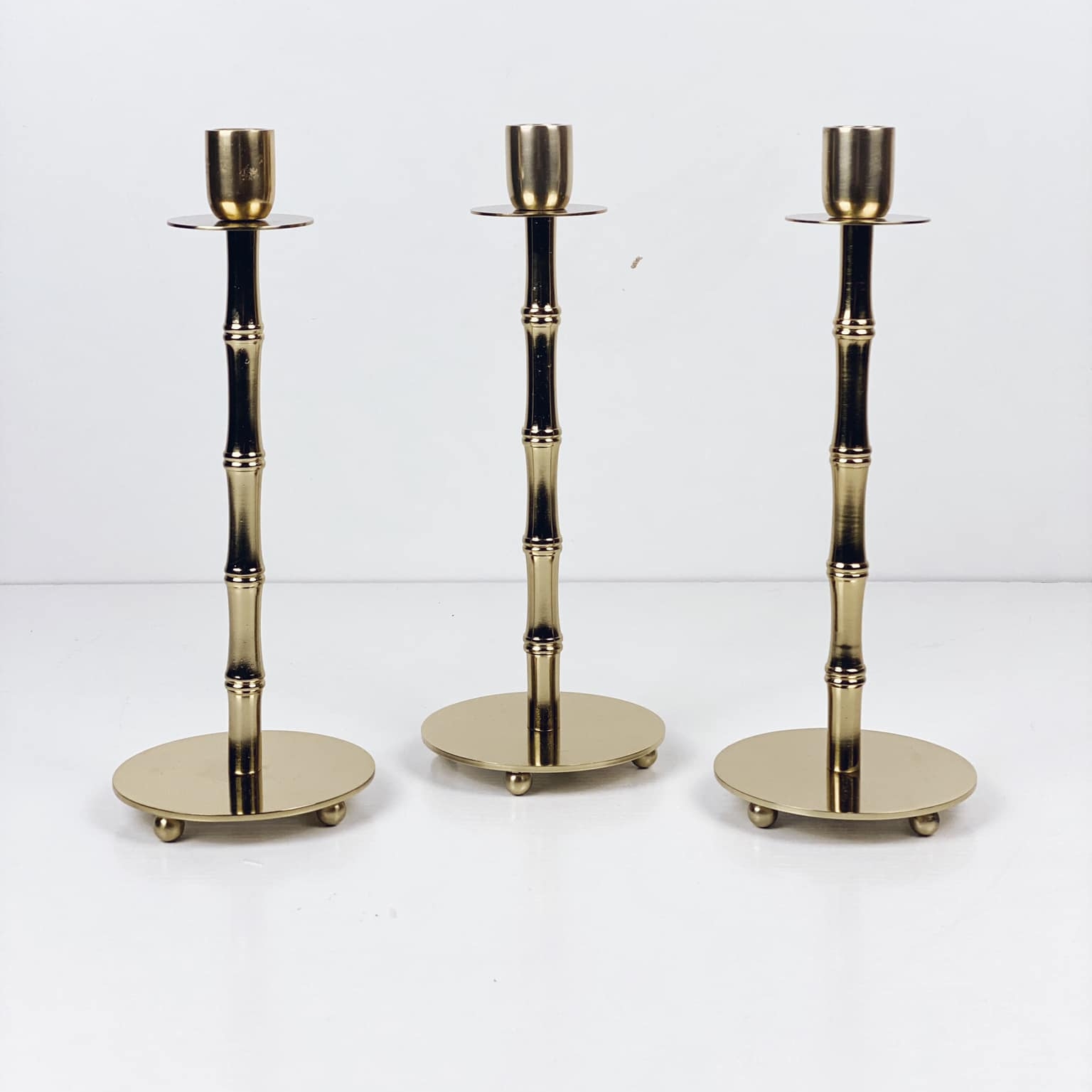 Підсвічник на 1 свічку Бамбук метал золото CA-134