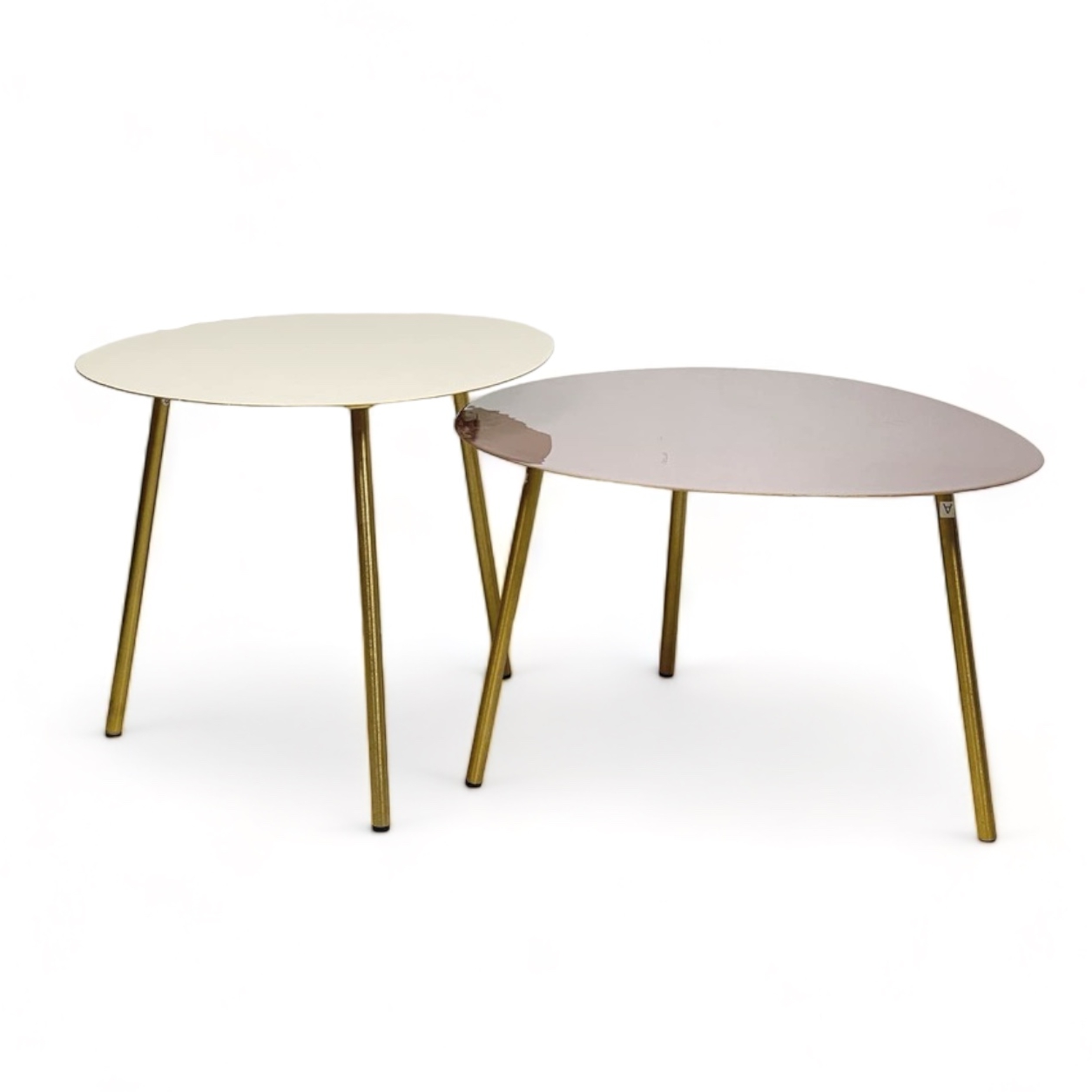 Столик кавовий заовалений беж/какао/золото метал TB-843