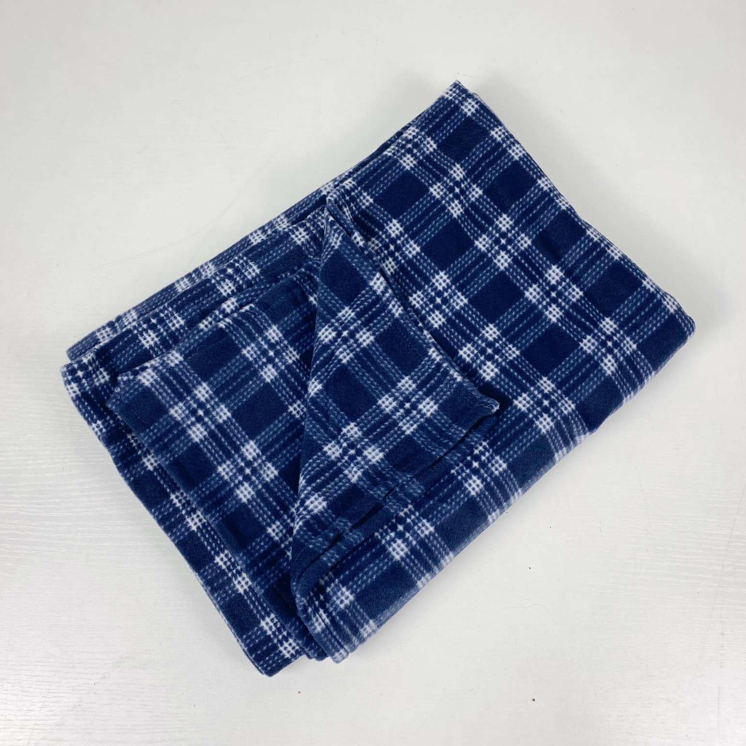 Плед клітинка синій/білий WR-113