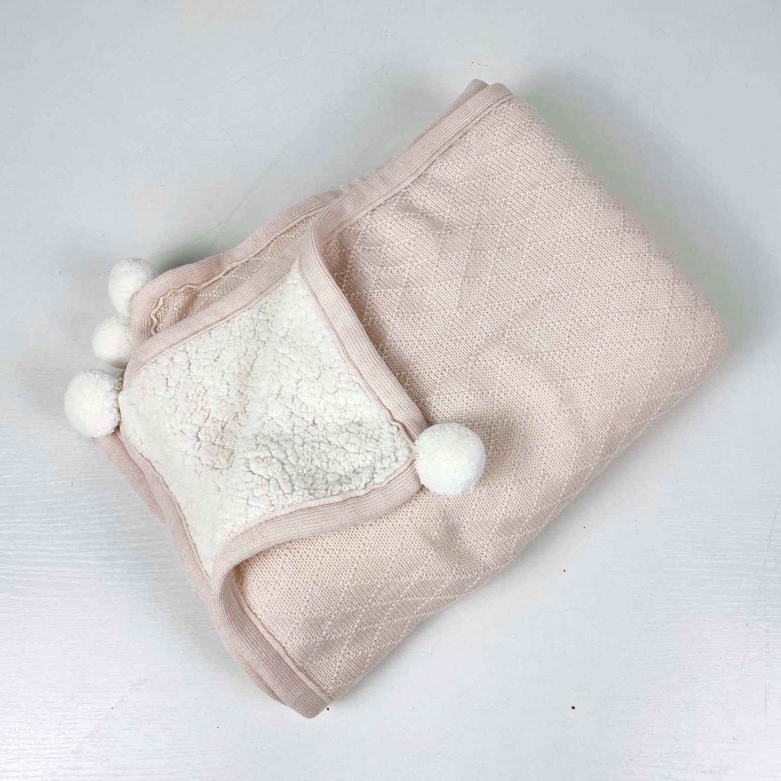 Плед дитячий трикотаж/штучне хутро рожевий/білий WR-118