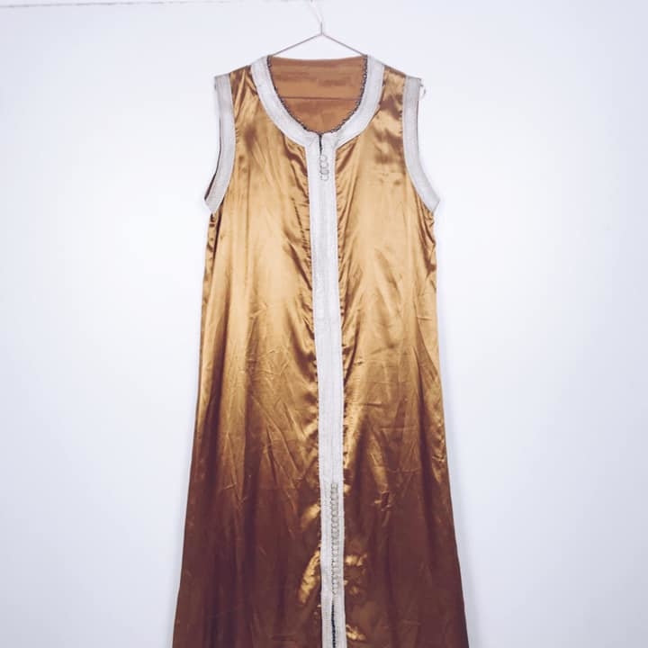 Сукня-жилет шовк охра/білий 8