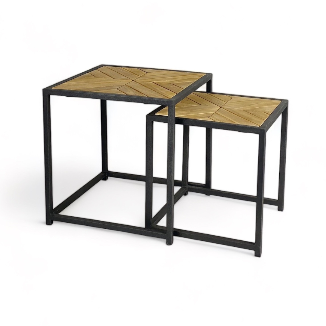 Комплект кавових столиків (2 шт) метал/дерево TB-844