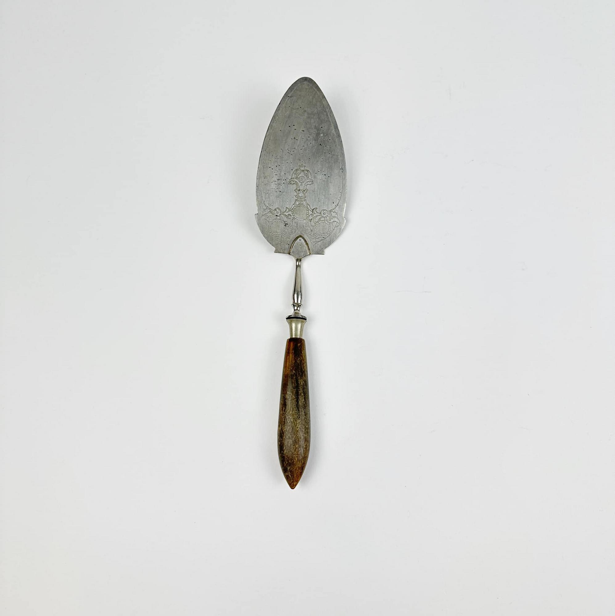 Лопатка сервірувальна столове срібло/ручка дерево вінтаж KL-015