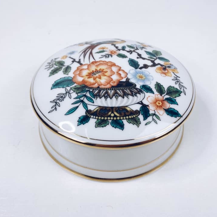 Шкатулка кругла з розписом Квіти порцеляна вінтаж BX-092