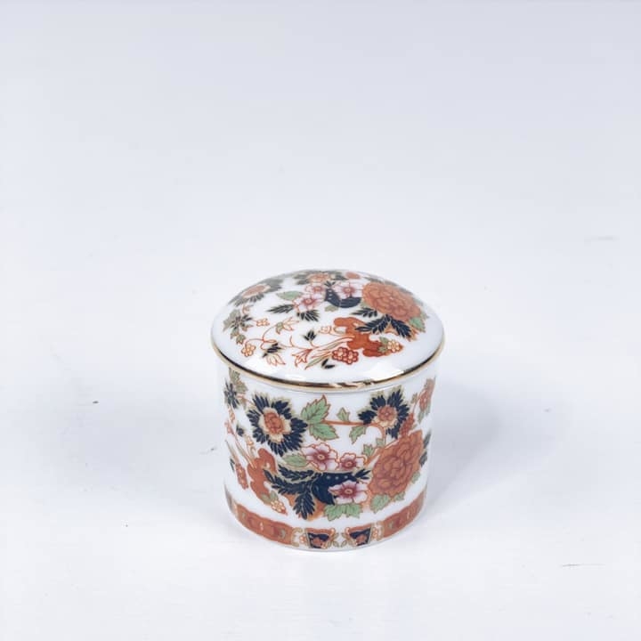 Шкатулка кругла з розписом Квіти порцеляна вінтаж BX-098