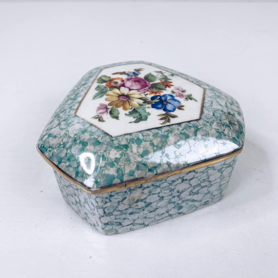 Шкатулка з розписом Квіти порцеляна вінтаж BX-108