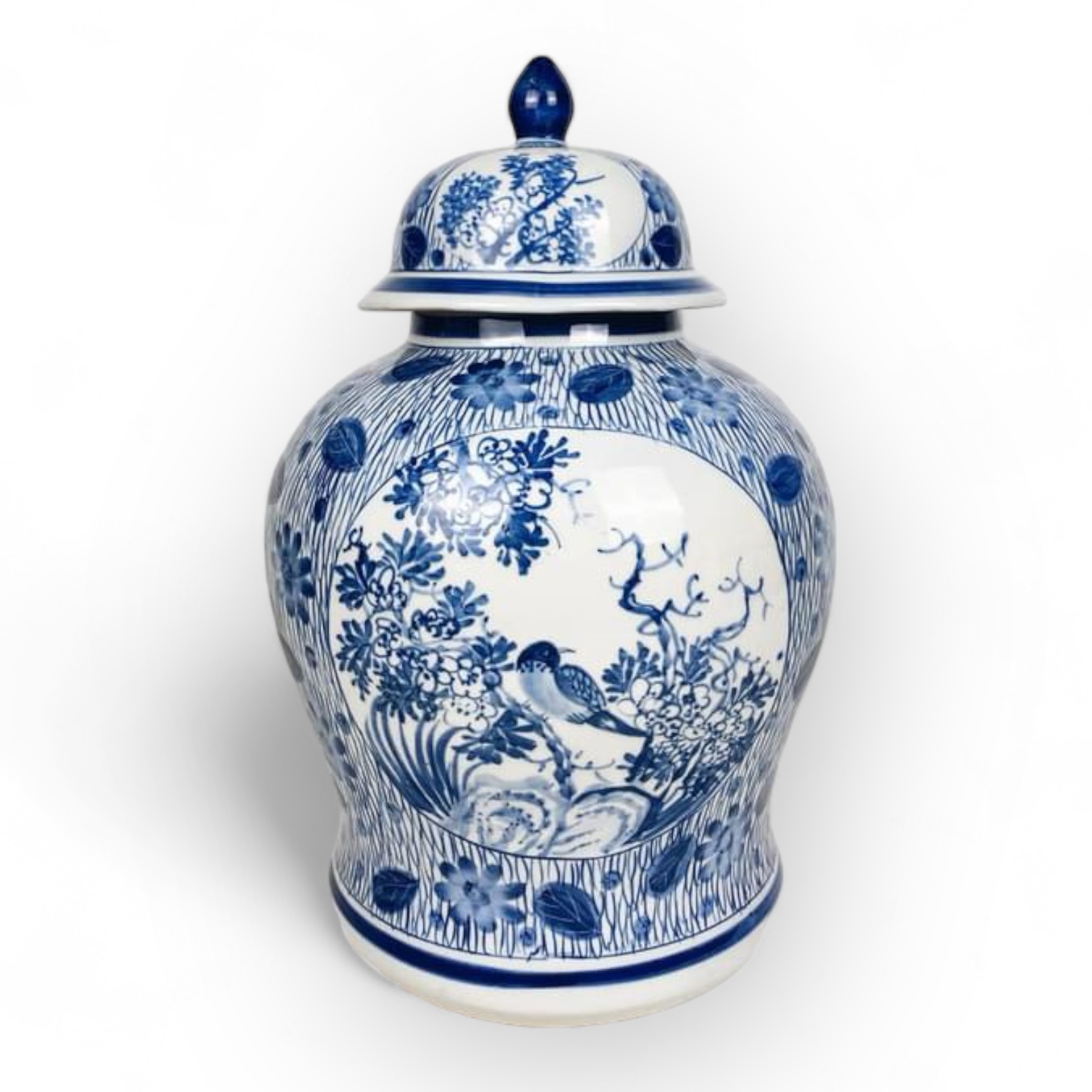 Ваза-імбирна банка велика Пташки Китай порцеляна вінтаж VA-406