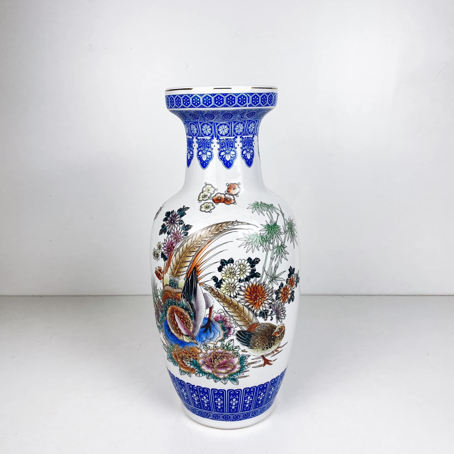 Ваза розпис кольоровий Фазани Китай порцеляна вінтаж VA-408