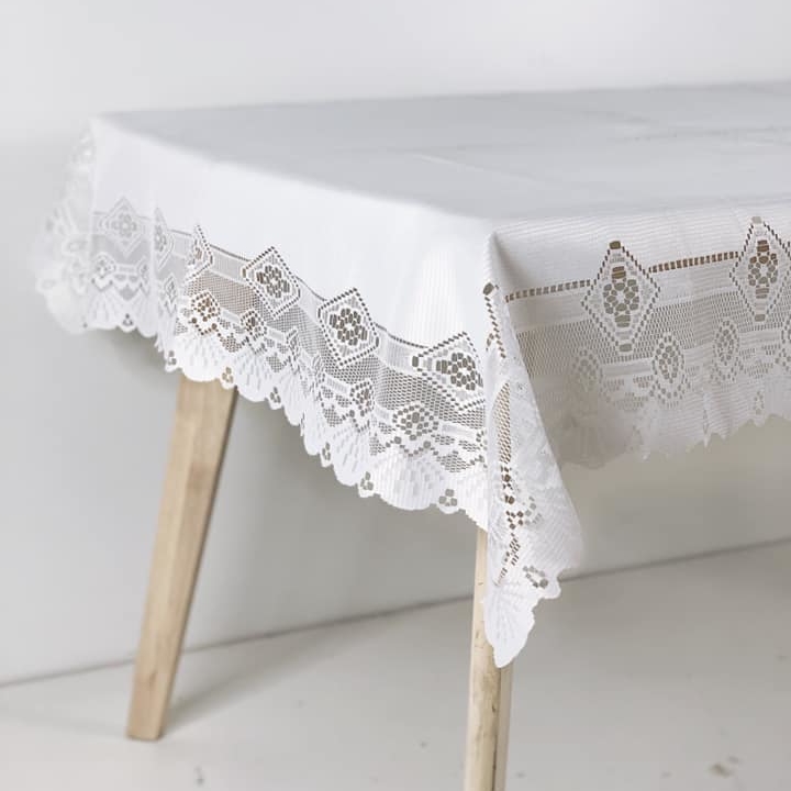 Скатертина ажурна біла поліестер TT-052