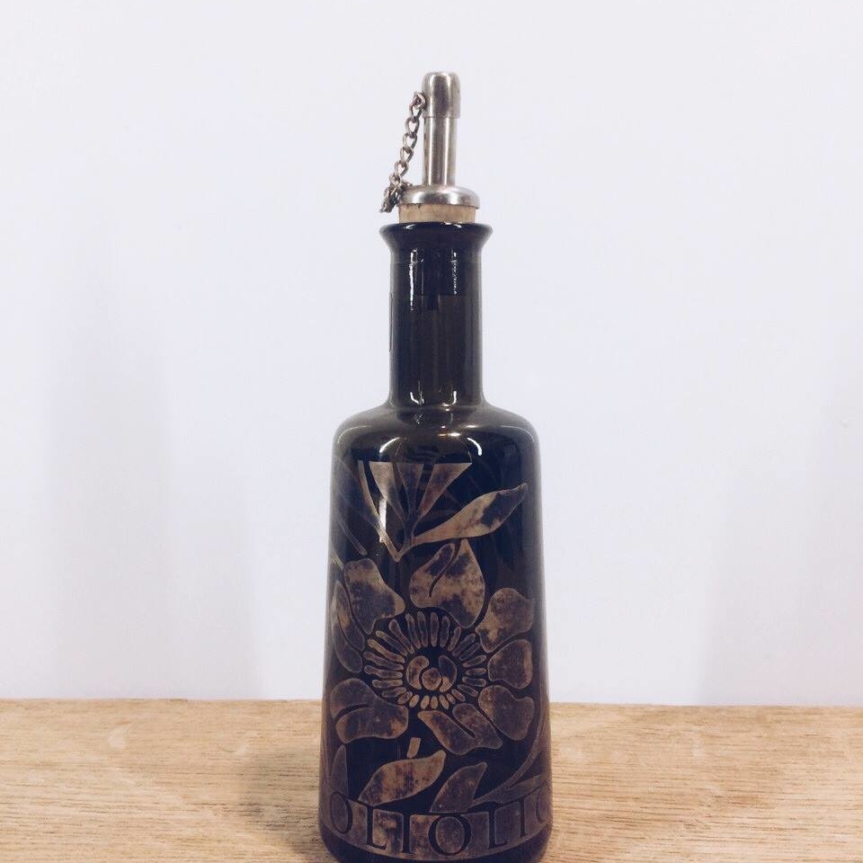 Пляшка для оцту/масла з квітами Egizia скло/сріблення