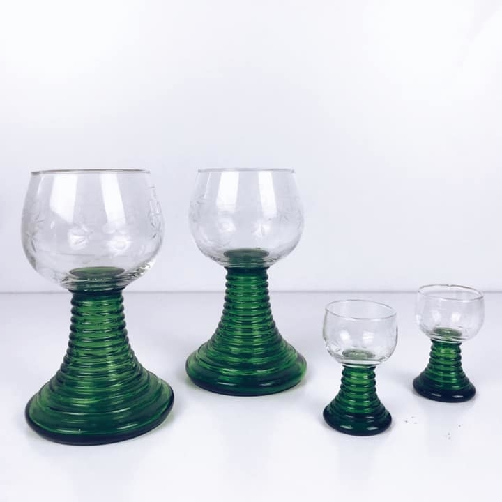 Бокал "Рьомер" з гравіровкою прозоре/зелене скло GS-046