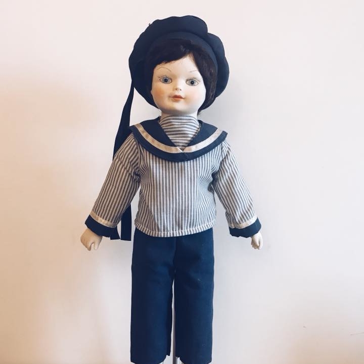Лялька Хлопчик-морячок порцеляна/текстиль вінтаж 7