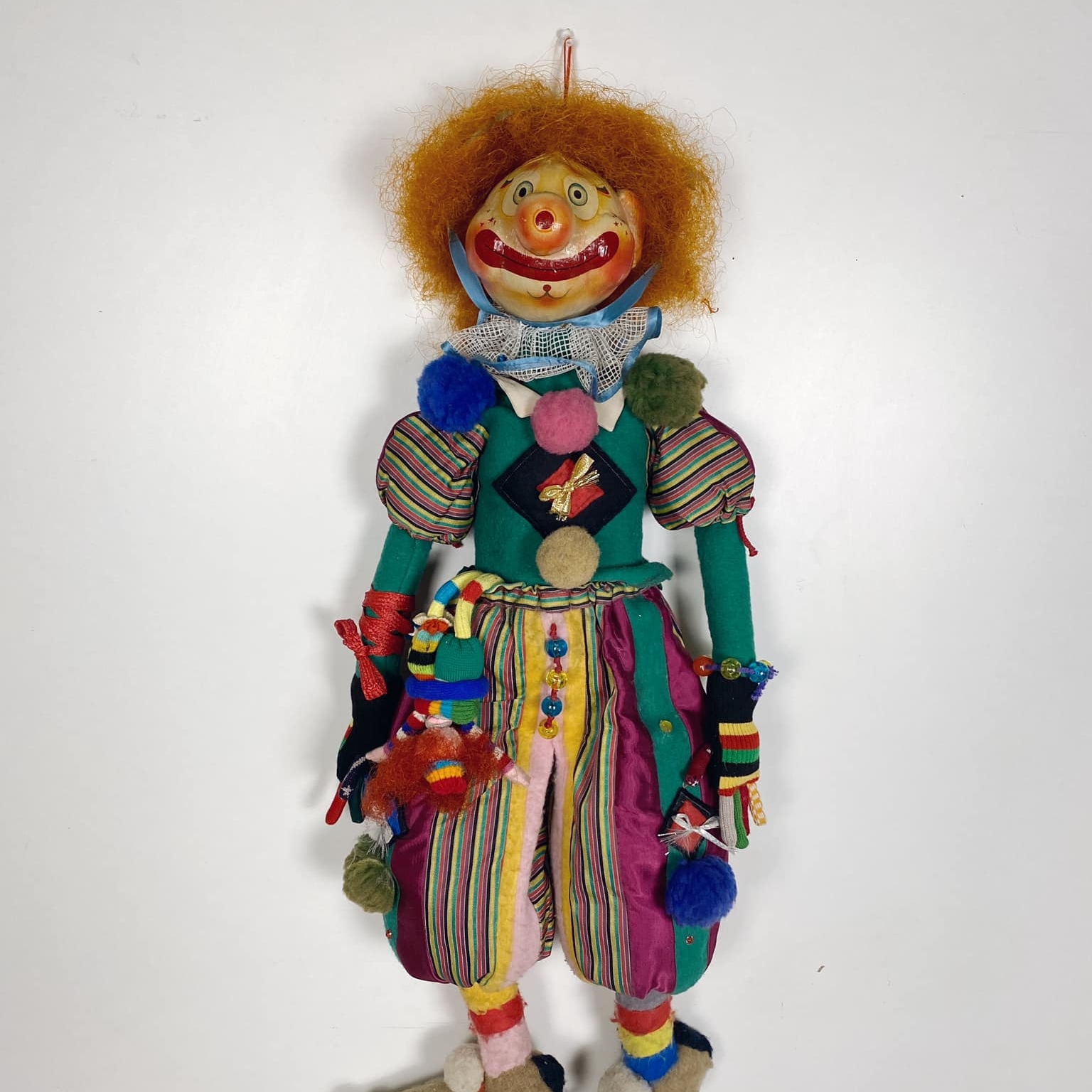 Лялька Рудий клоун пап'є-маше/текстиль вінтаж