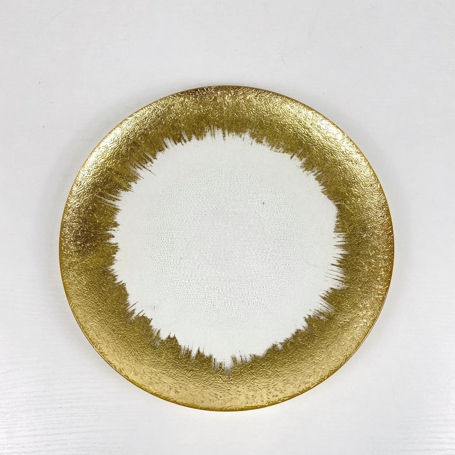 Блюдо скло прозоре золотий декор