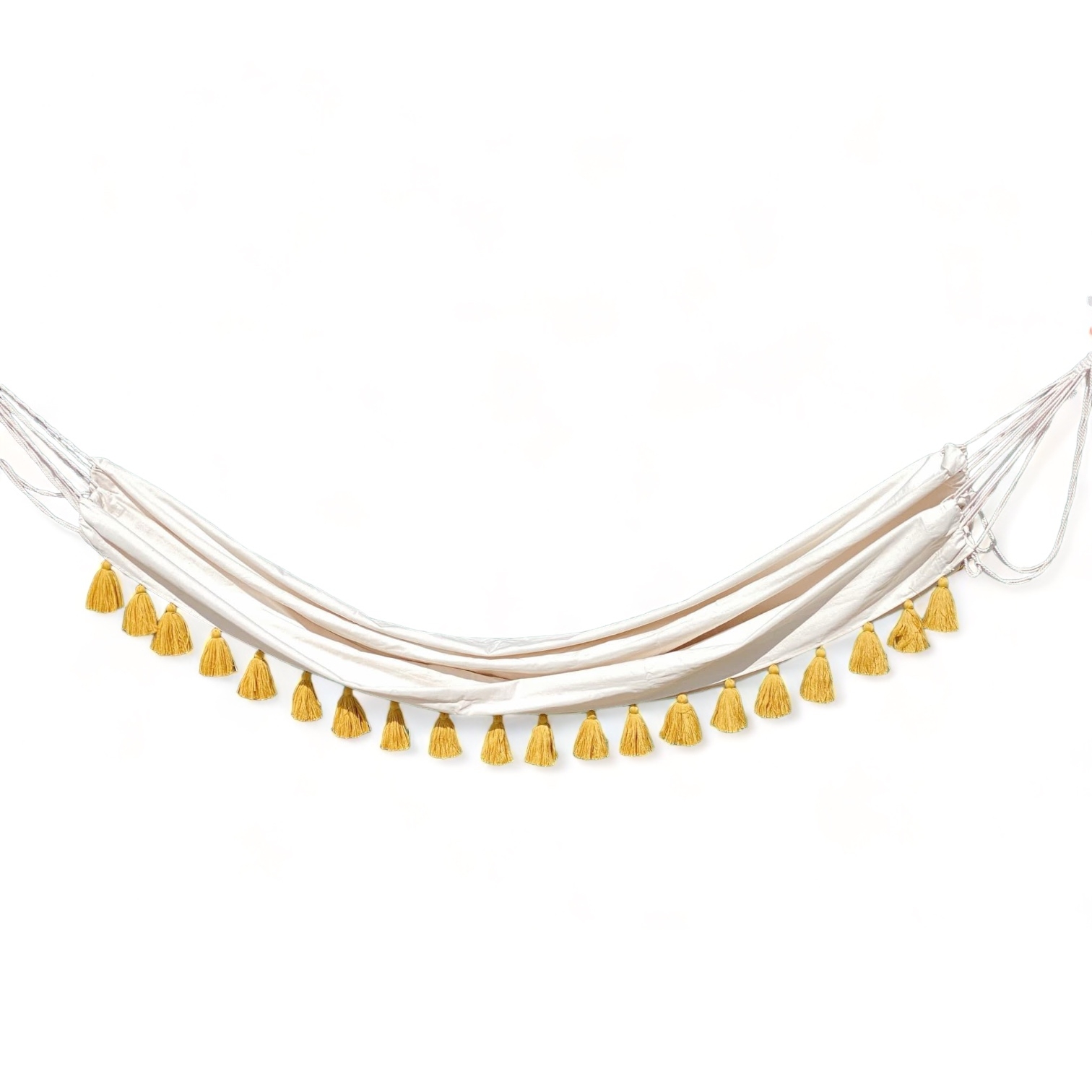 Гамак білий з жовтими китицями