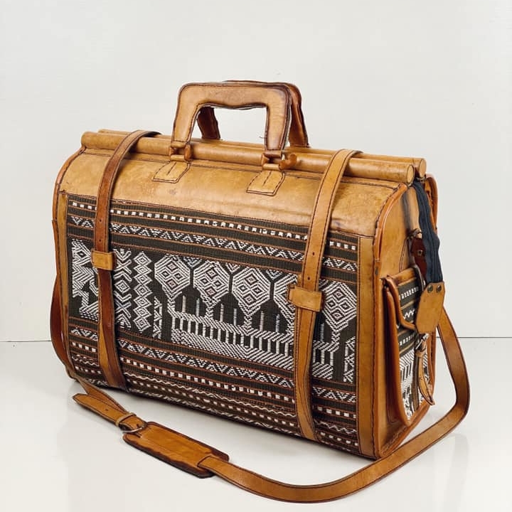 Сумка-портфель шкіра/текстиль вінтаж VL-102