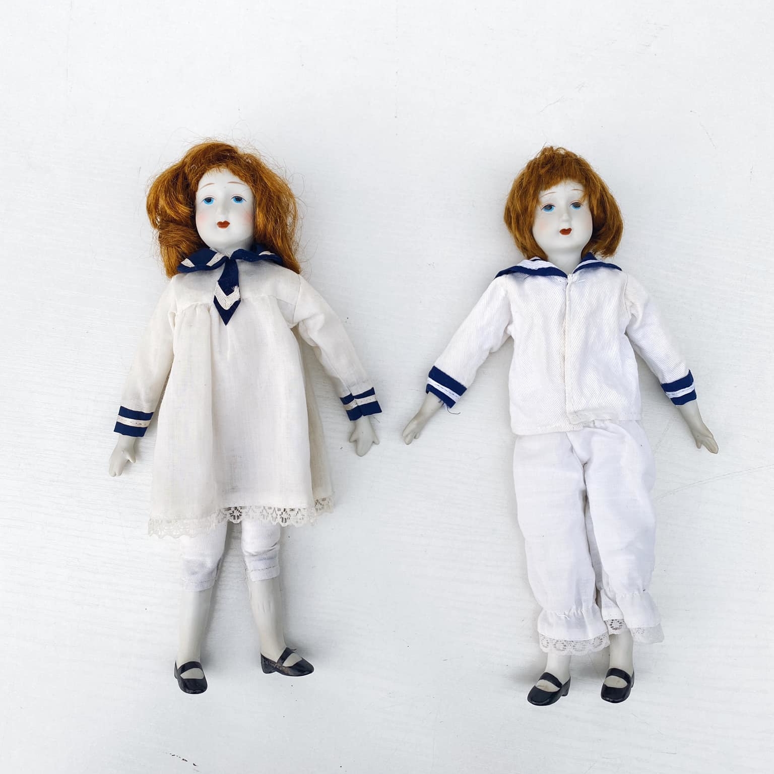 Лялька Дівчинка/Хлопчик в костюмах морячків порцеляна/текстиль вінтаж 15