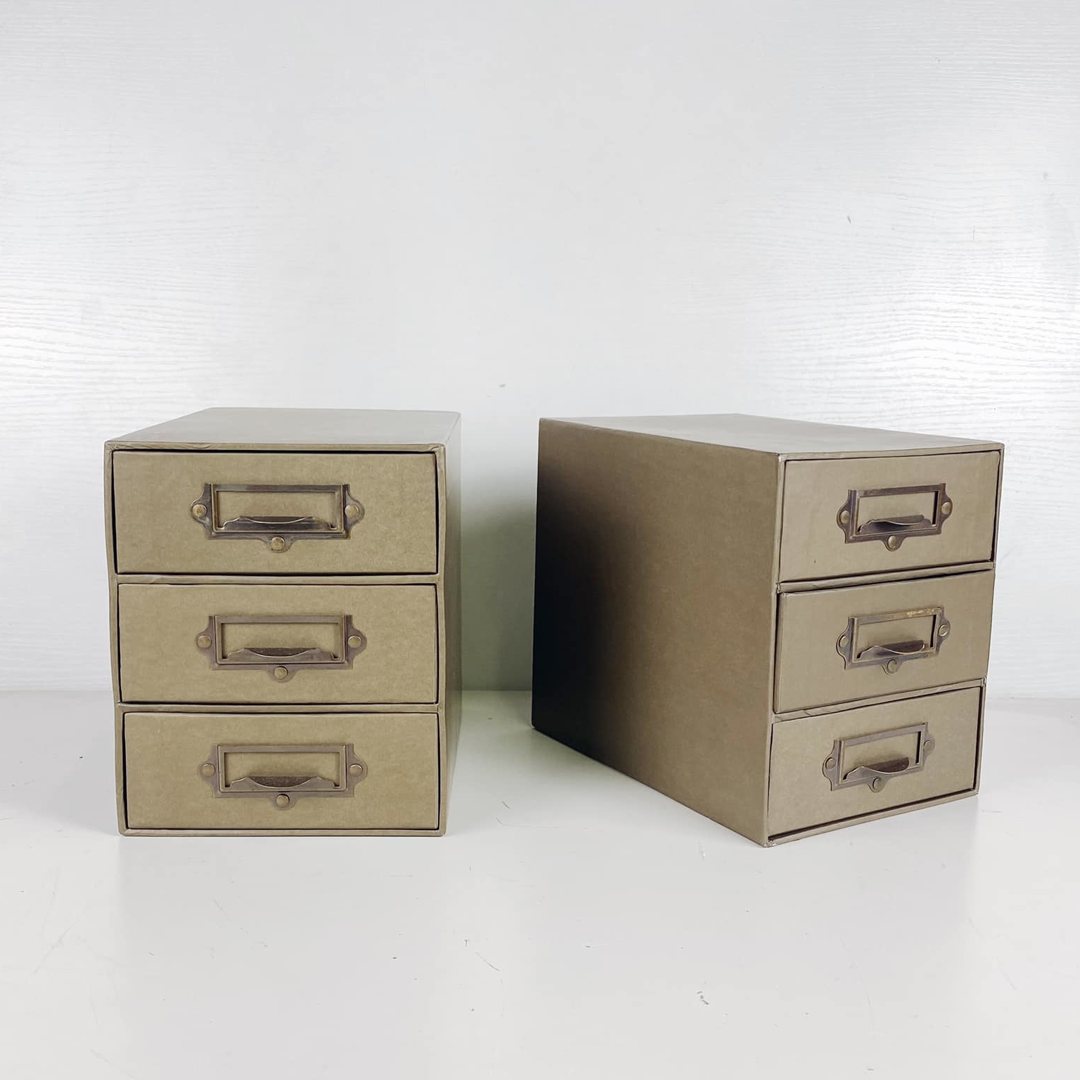 Картотека настільна на 3 шухлядки крафт/метал