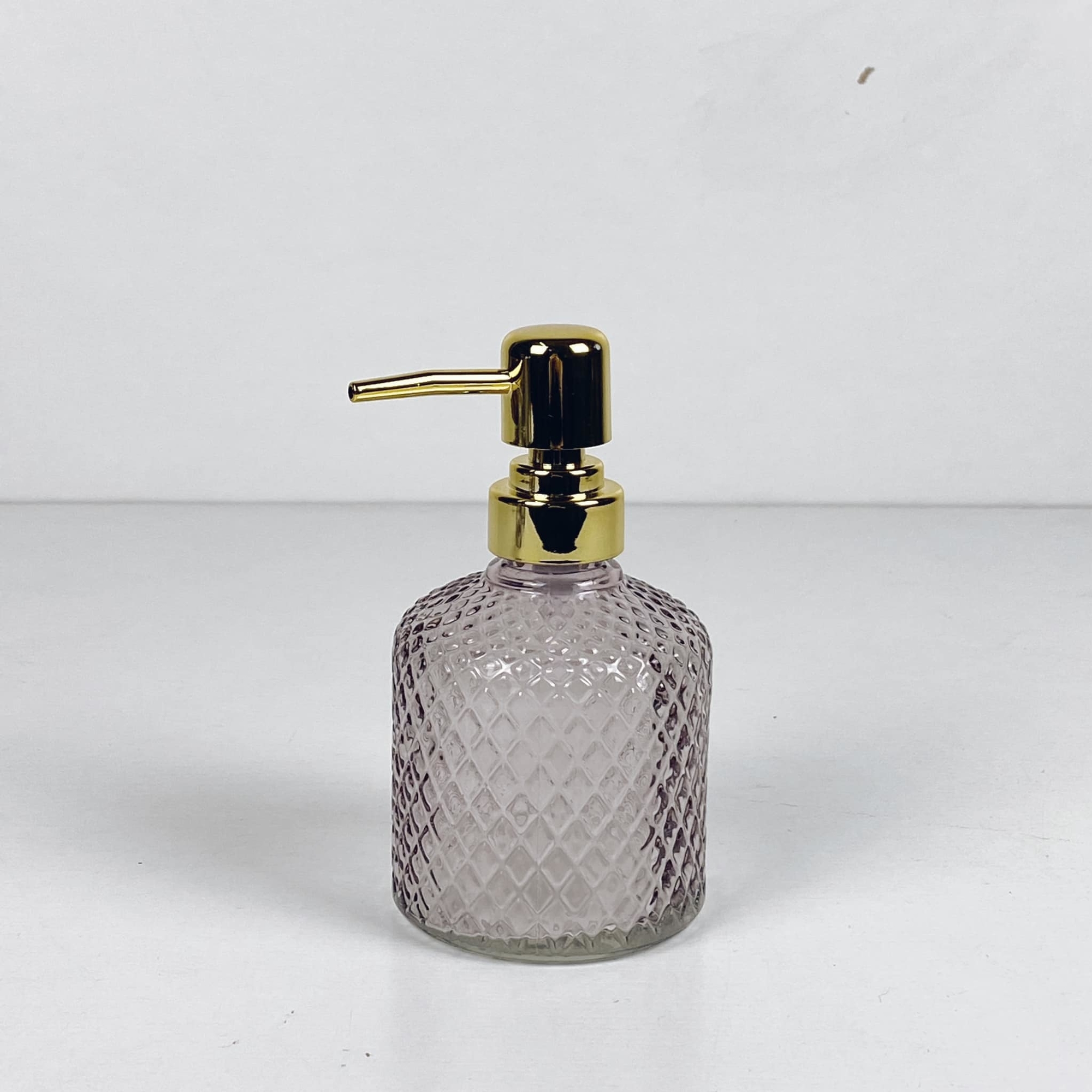 Диспенсер для мила рельєфне рожеве скло золото BR-036